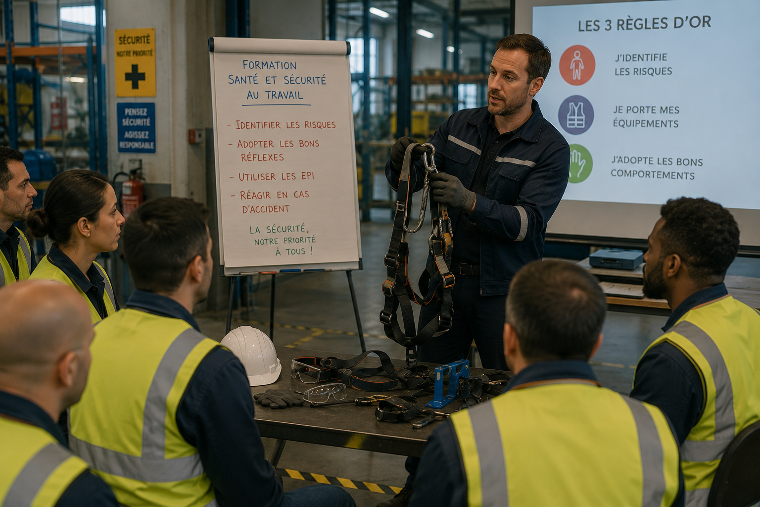 Session de formation santé et sécurité au travail en groupe
